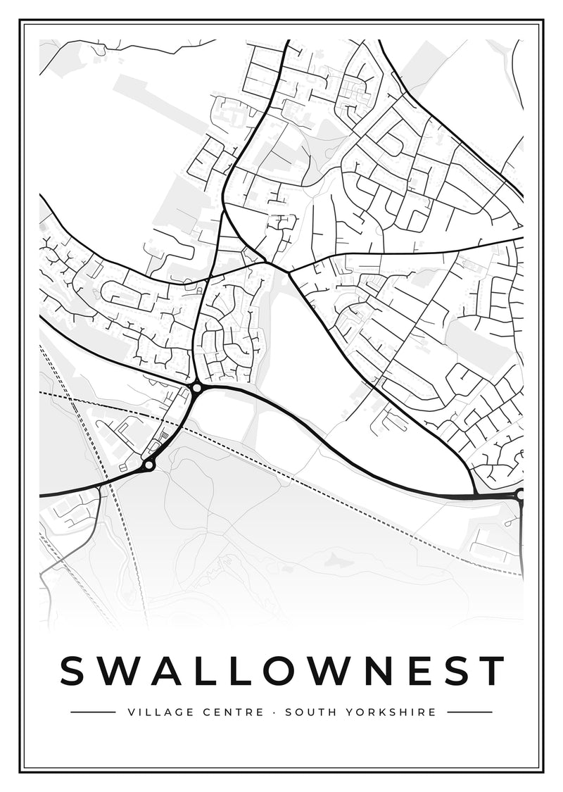 Swallownest Village Centre Street Map Poster