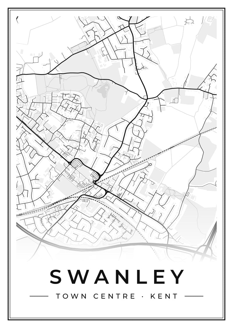 Swanley Town Centre Street Map Poster
