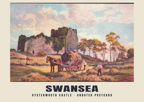 Zamek Oystermouth, Swansea — XX wiek, bez dokładnej daty · Reprodukcja historycznej pocztówki ilustrowanej