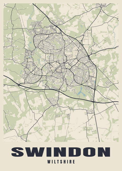 Swindon Street Map Poster