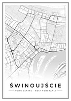 Street map poster of Świnoujście town centre, West Pomerania