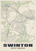 Street map poster of Swinton, South Yorkshire