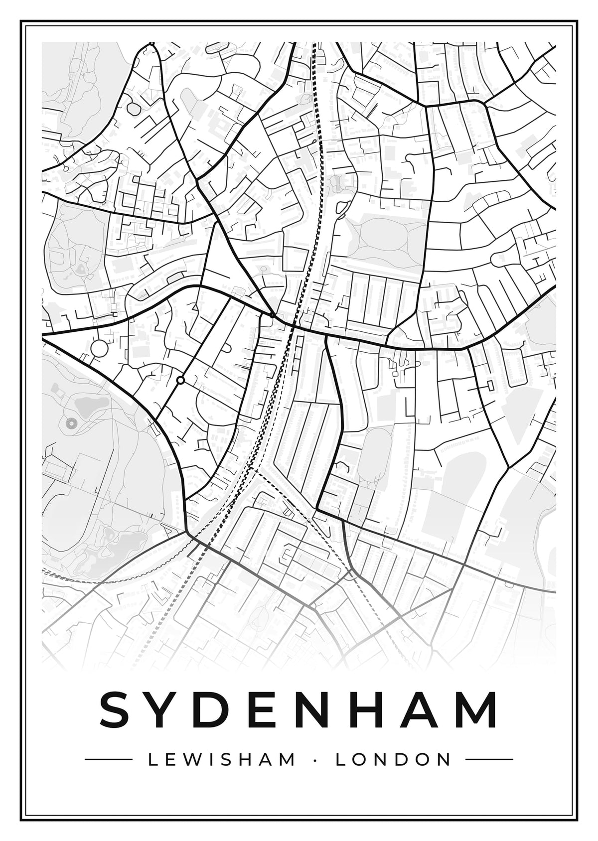 Street map poster of Sydenham, Lewisham, London