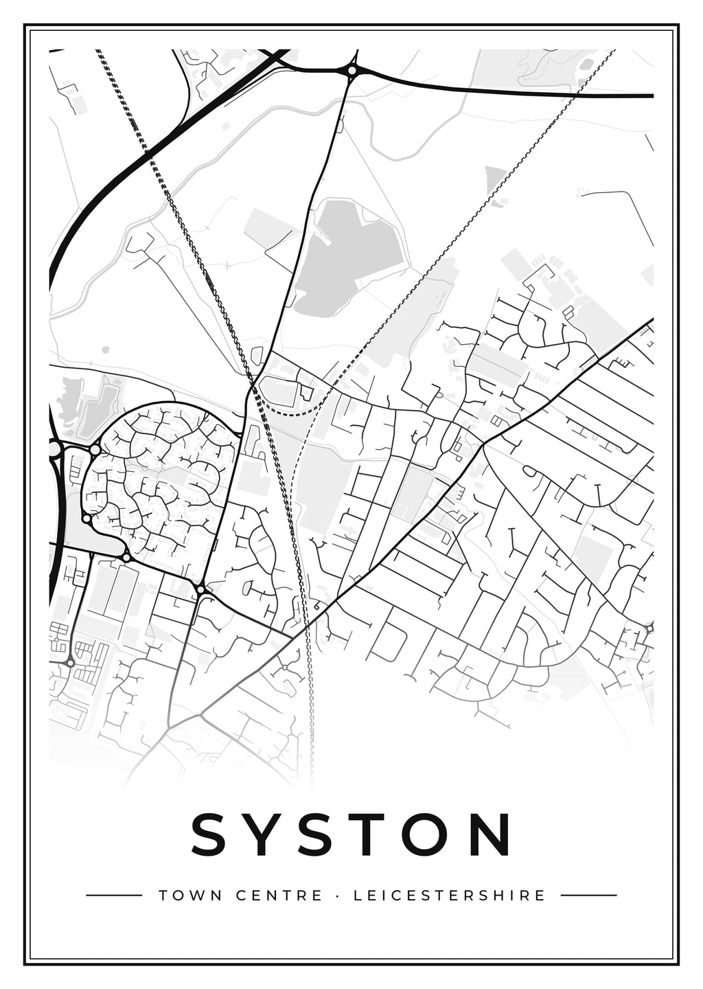 Street map poster of Syston town centre, Leicestershire