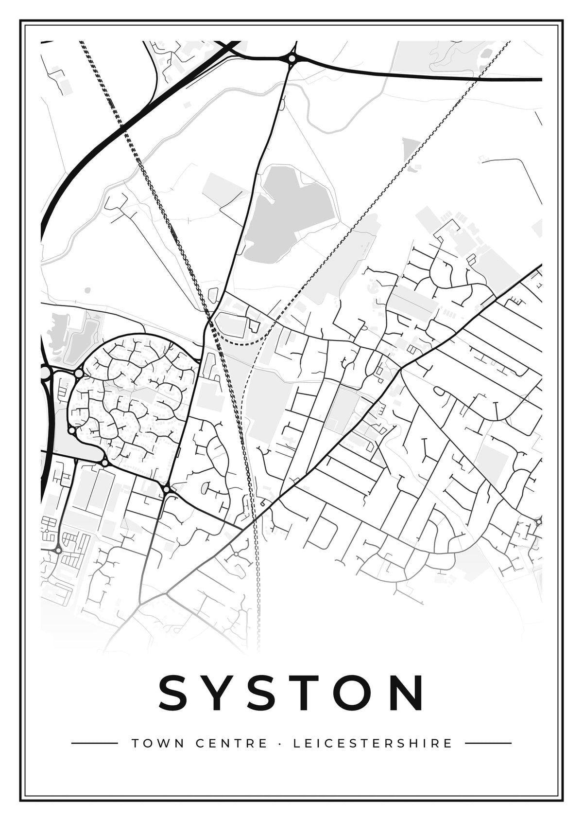 Street map poster of Syston town centre, Leicestershire
