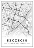 Street map poster of Szczecin city centre, West Pomerania