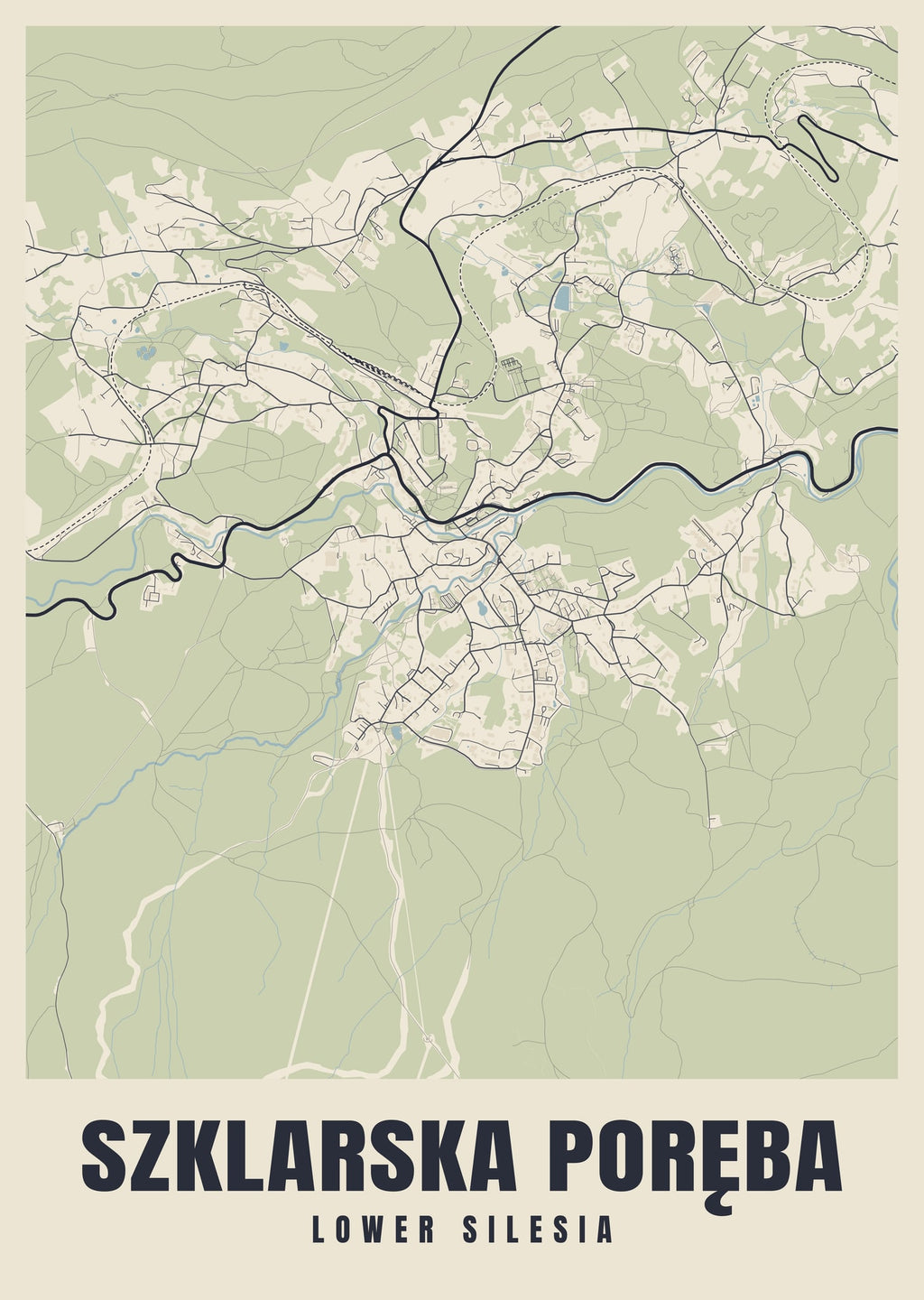 Street map poster of Szklarska Poręba, Lower Silesia
