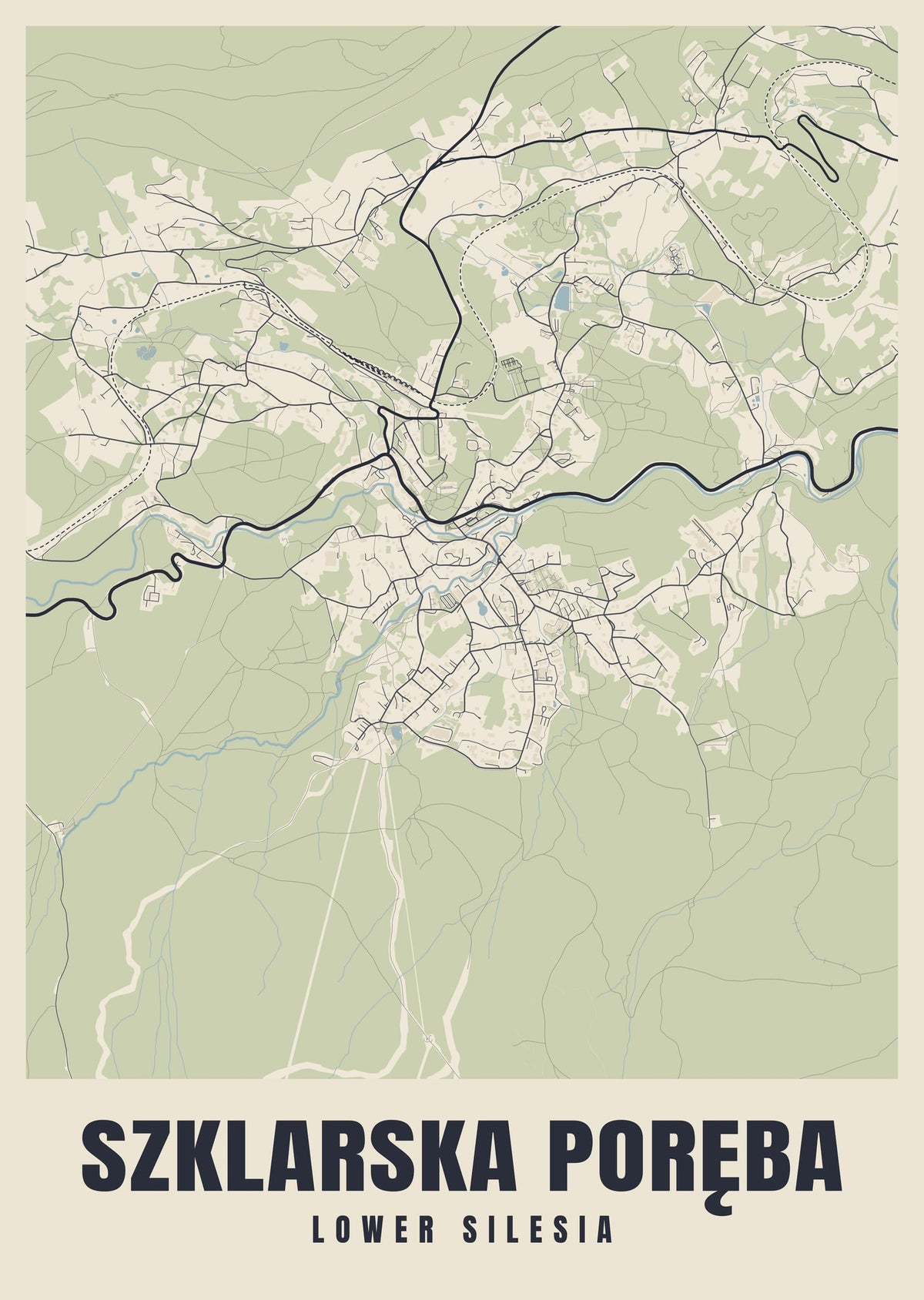 Street map poster of Szklarska Poręba, Lower Silesia