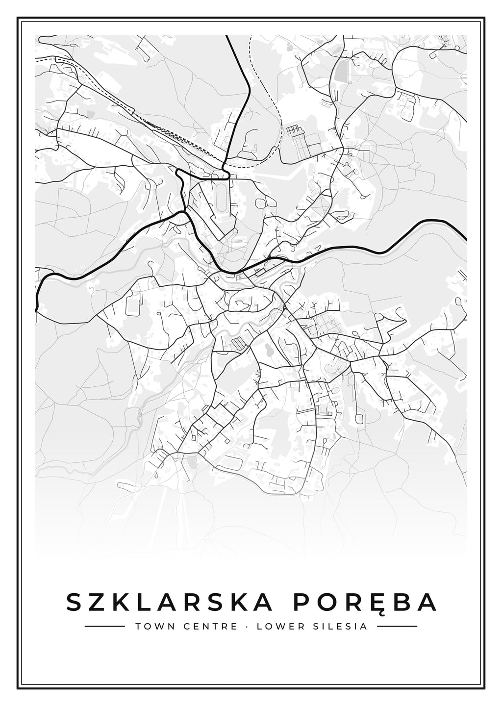 Street map poster of Szklarska Poręba town centre, Lower Silesia
