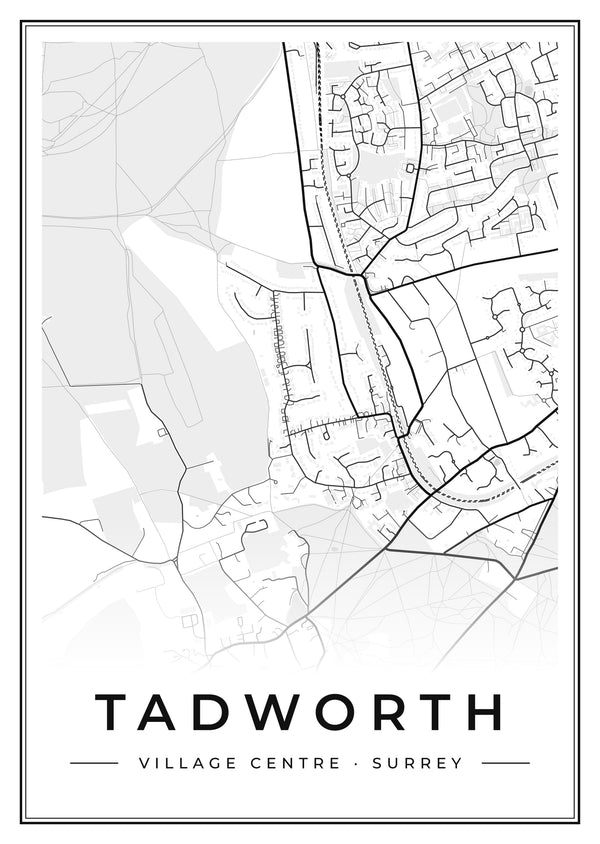 Tadworth Village Centre Street Map Poster