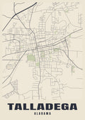 Street map poster of Talladega, Alabama