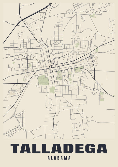 Talladega Street Map Poster