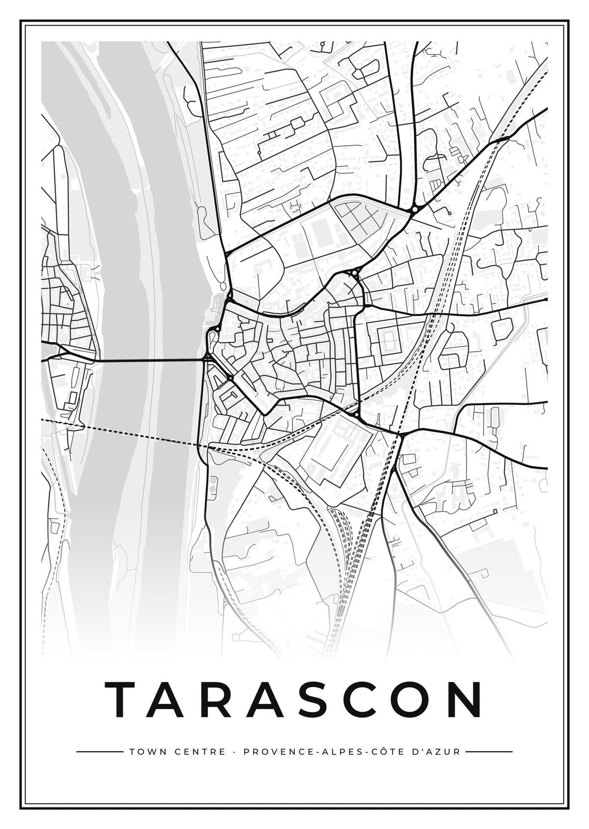 Street map poster of Tarascon town centre, Provence-Alpes-Côte d'Azur