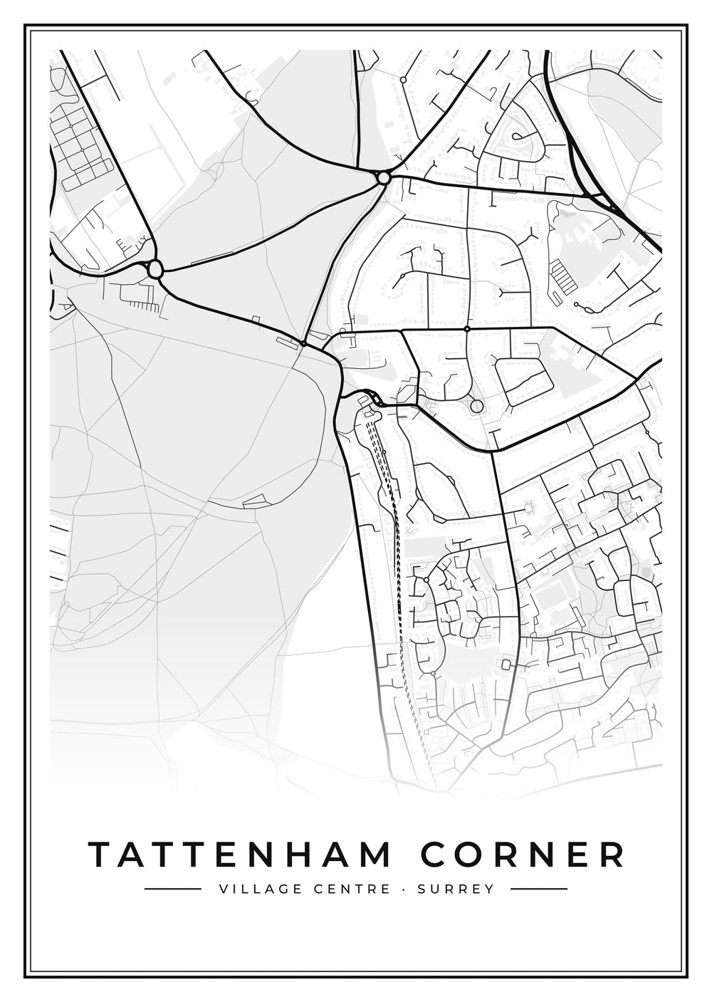 Tattenham Corner Village Centre Street Map Poster