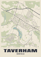 Street map poster of Taverham, Norfolk