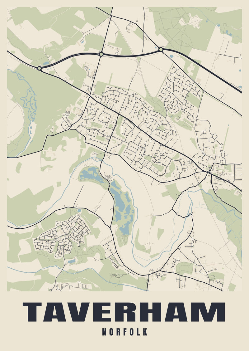 Taverham Street Map Poster