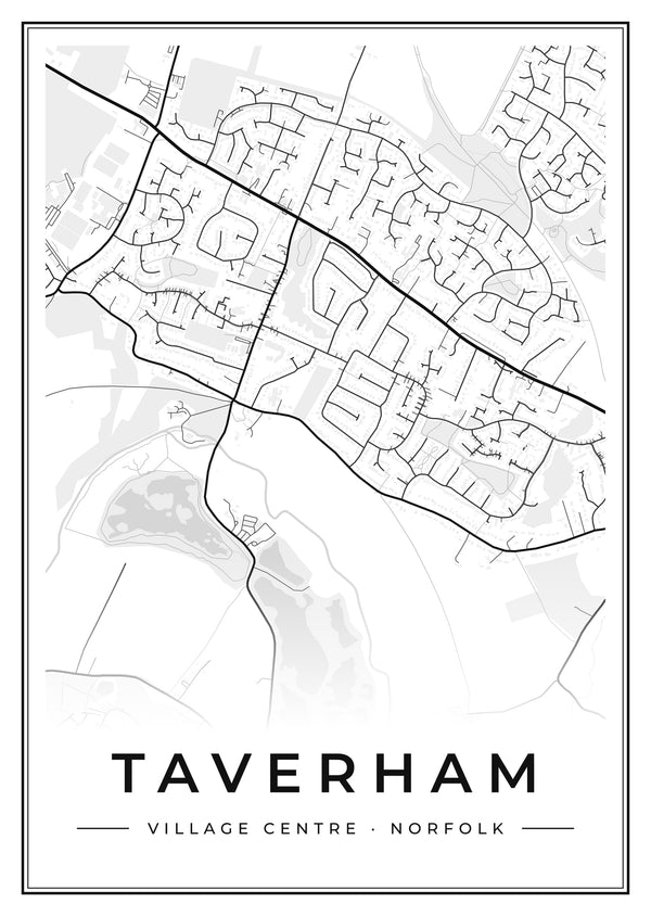 Taverham Village Centre Street Map Poster
