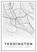 Street map poster of Teddington, Richmond upon Thames, London
