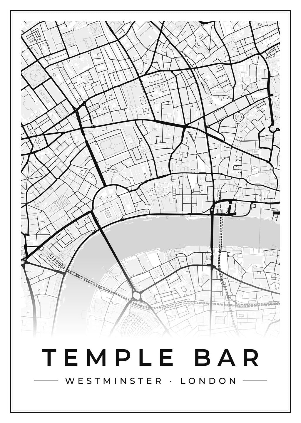 Street map poster of Temple Bar, Westminster, London