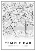 Street map poster of Temple Bar, Westminster, London