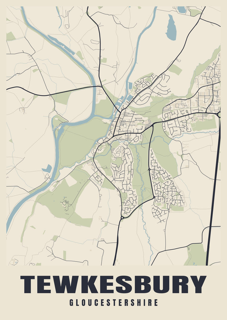Tewkesbury Street Map Poster