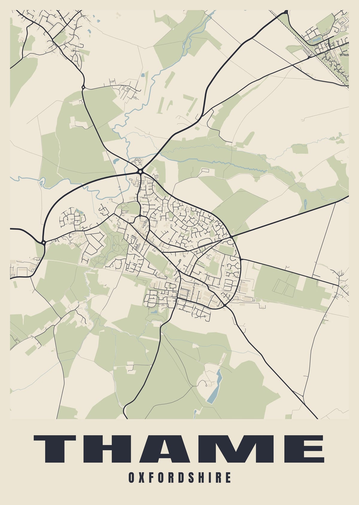 Street map poster of Thame, Oxfordshire