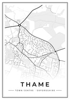 Street map poster of Thame town centre, Oxfordshire