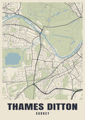 Street map poster of Thames Ditton, Surrey