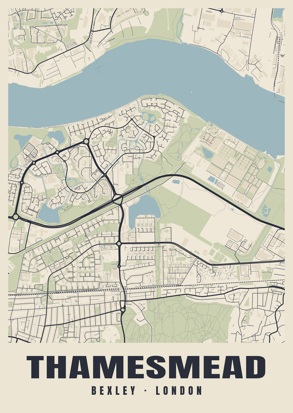 Thamesmead Heritage Street Map Poster