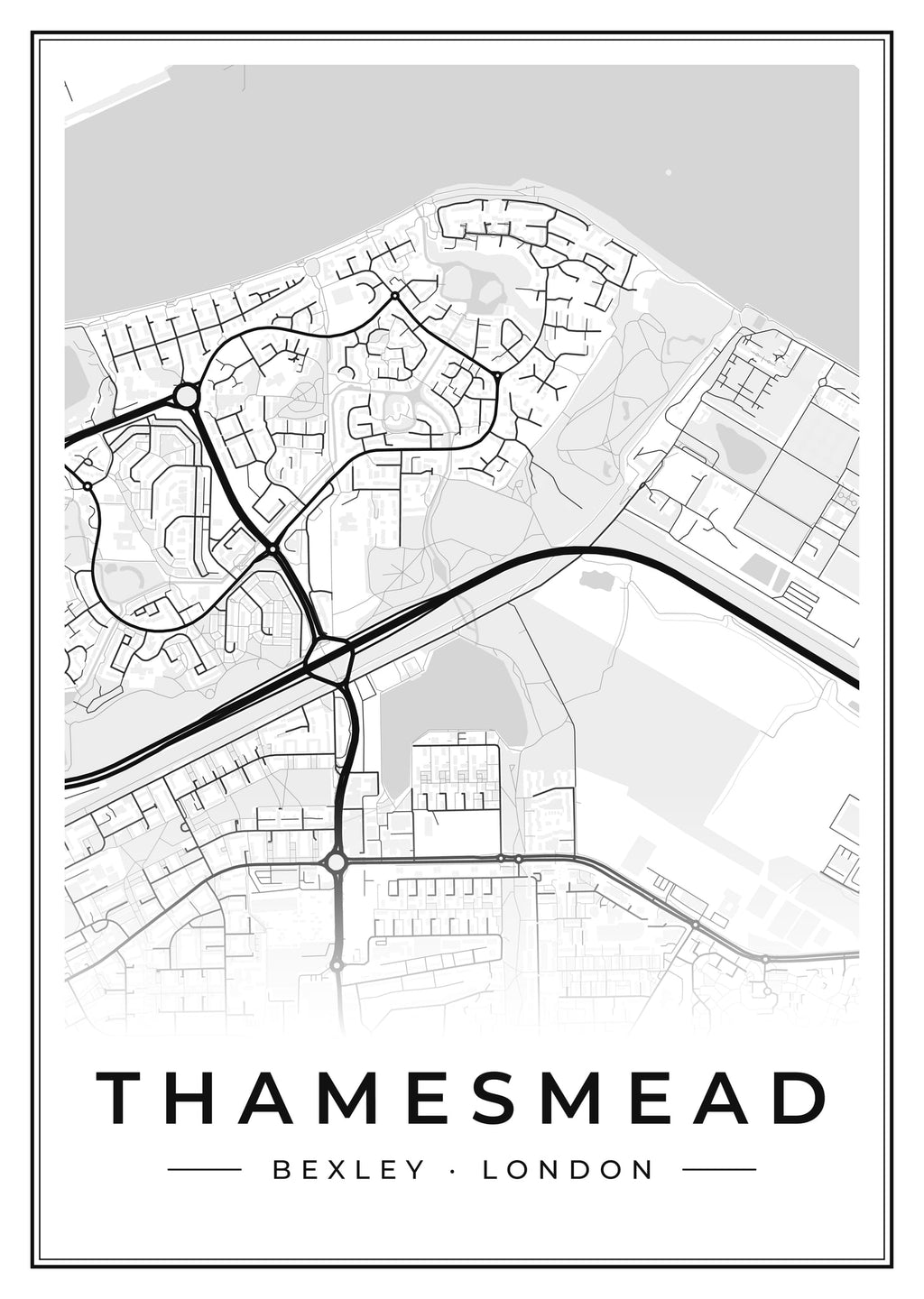 Street map poster of Thamesmead, Bexley, London