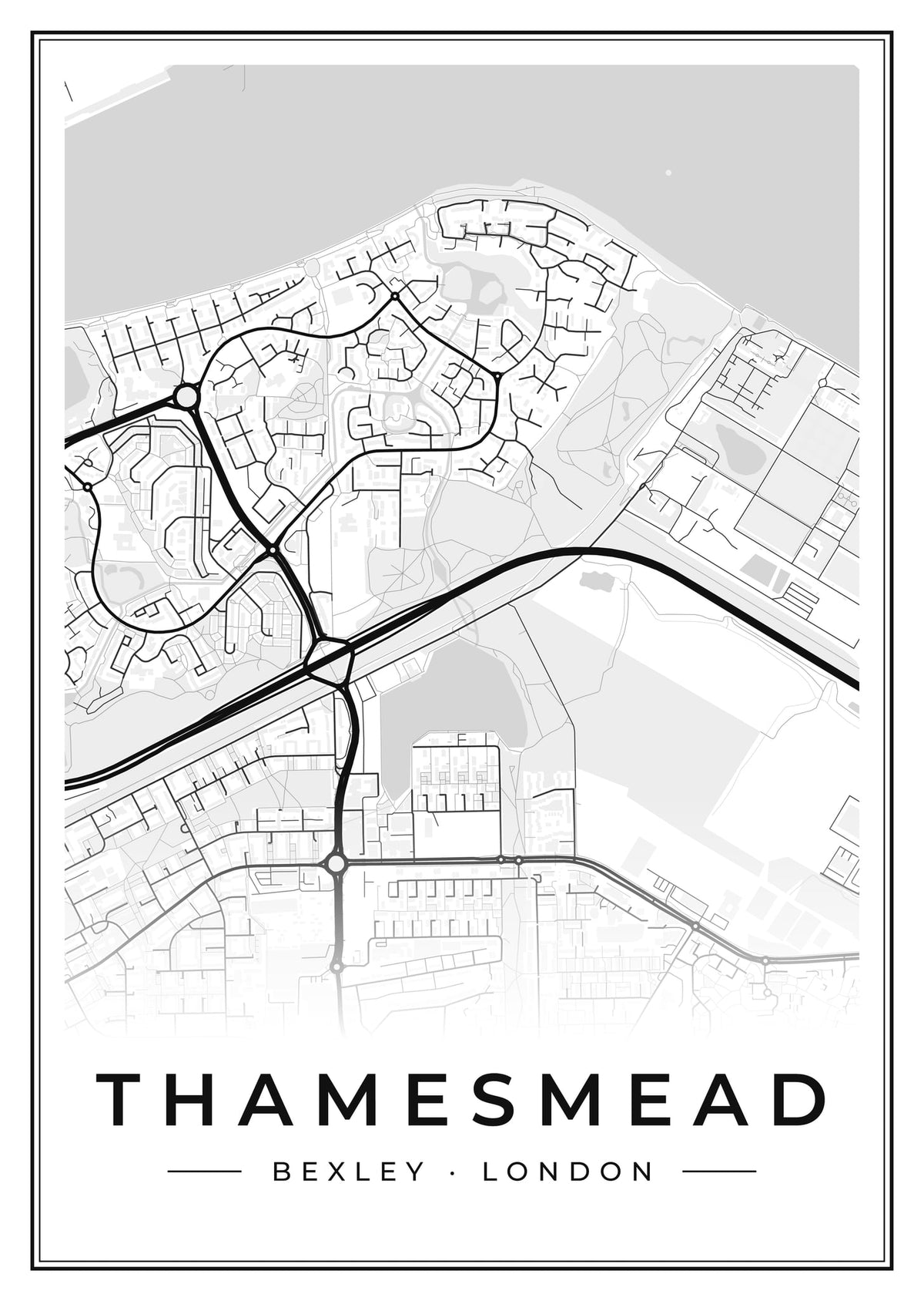 Street map poster of Thamesmead, Bexley, London