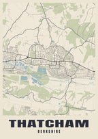 Street map poster of Thatcham, Berkshire