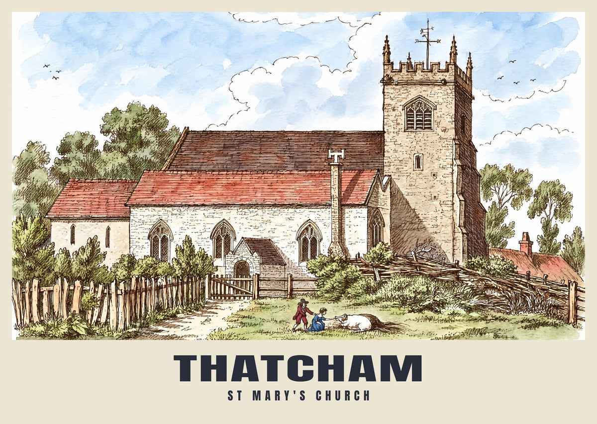 St Mary's Church, Thatcham poster, Ink & Wash style