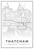 Street map poster of Thatcham town centre, Berkshire