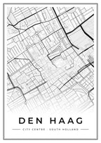 Street map poster of Den Haag city centre, South Holland