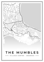 Street map poster of The Mumbles village centre, Swansea