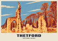 Thetford Priory poster, Retro Railway style