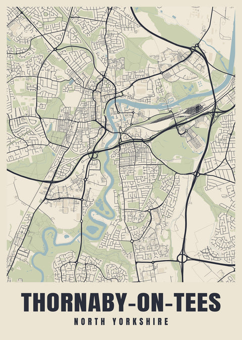 Thornaby-on-Tees Street Map Poster