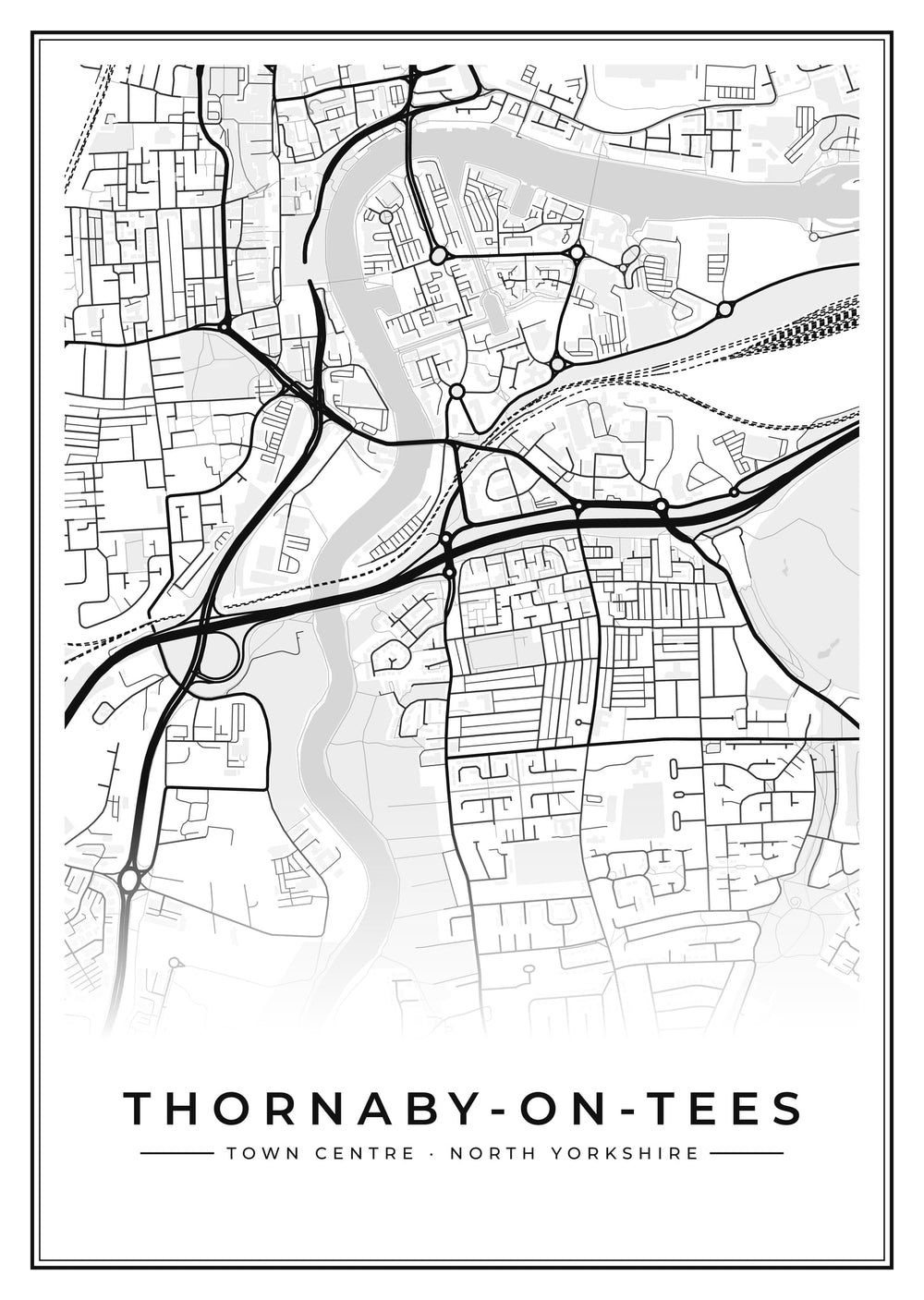 Thornaby-on-Tees Town Centre Street Map Poster
