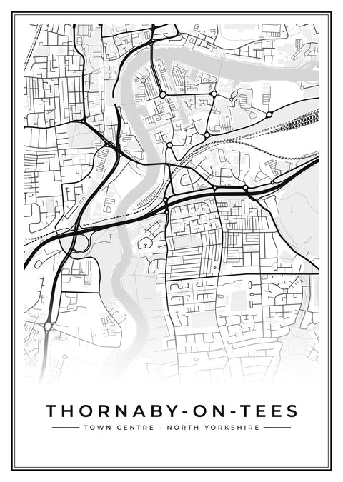 Thornaby-on-Tees Town Centre Street Map Poster