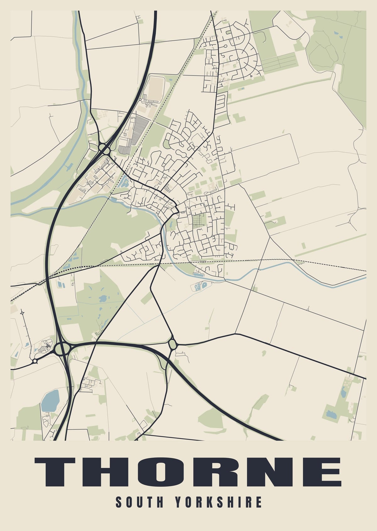 Street map poster of Thorne, South Yorkshire