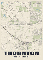 Street map poster of Thornton, West Yorkshire