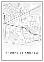 Street map poster of Thorpe St Andrew town centre, Norfolk