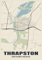 Street map poster of Thrapston, Northamptonshire