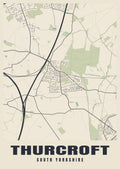 Street map poster of Thurcroft, South Yorkshire
