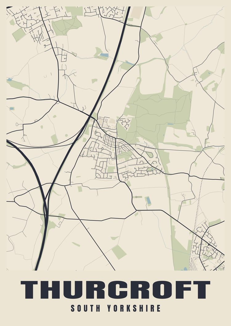Thurcroft Street Map Poster