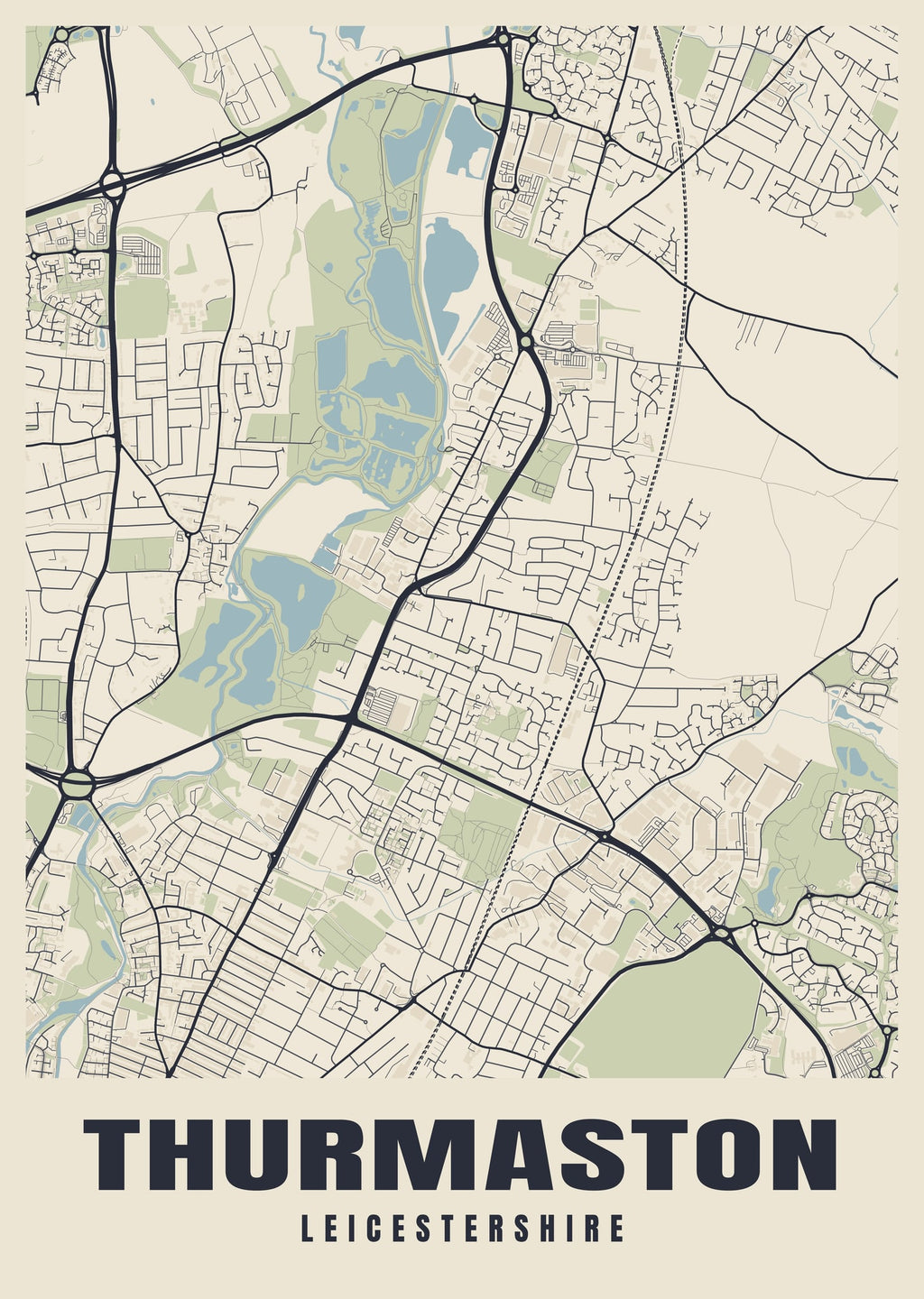 Street map poster of Thurmaston, Leicestershire