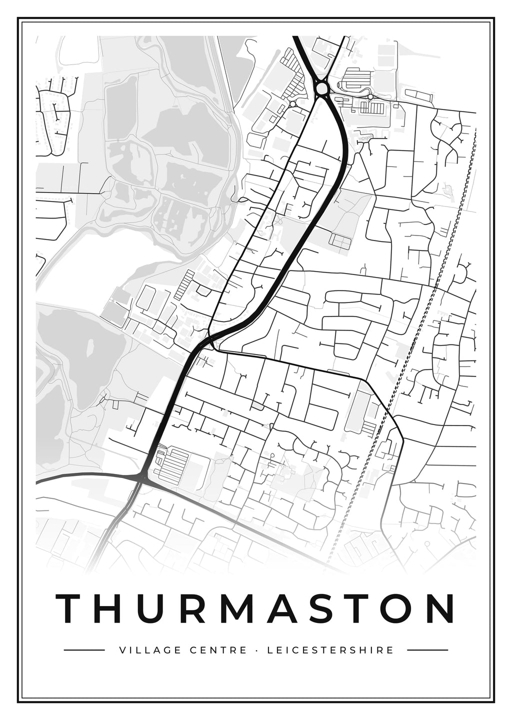 Street map poster of Thurmaston village centre, Leicestershire