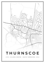 Street map poster of Thurnscoe village centre, South Yorkshire