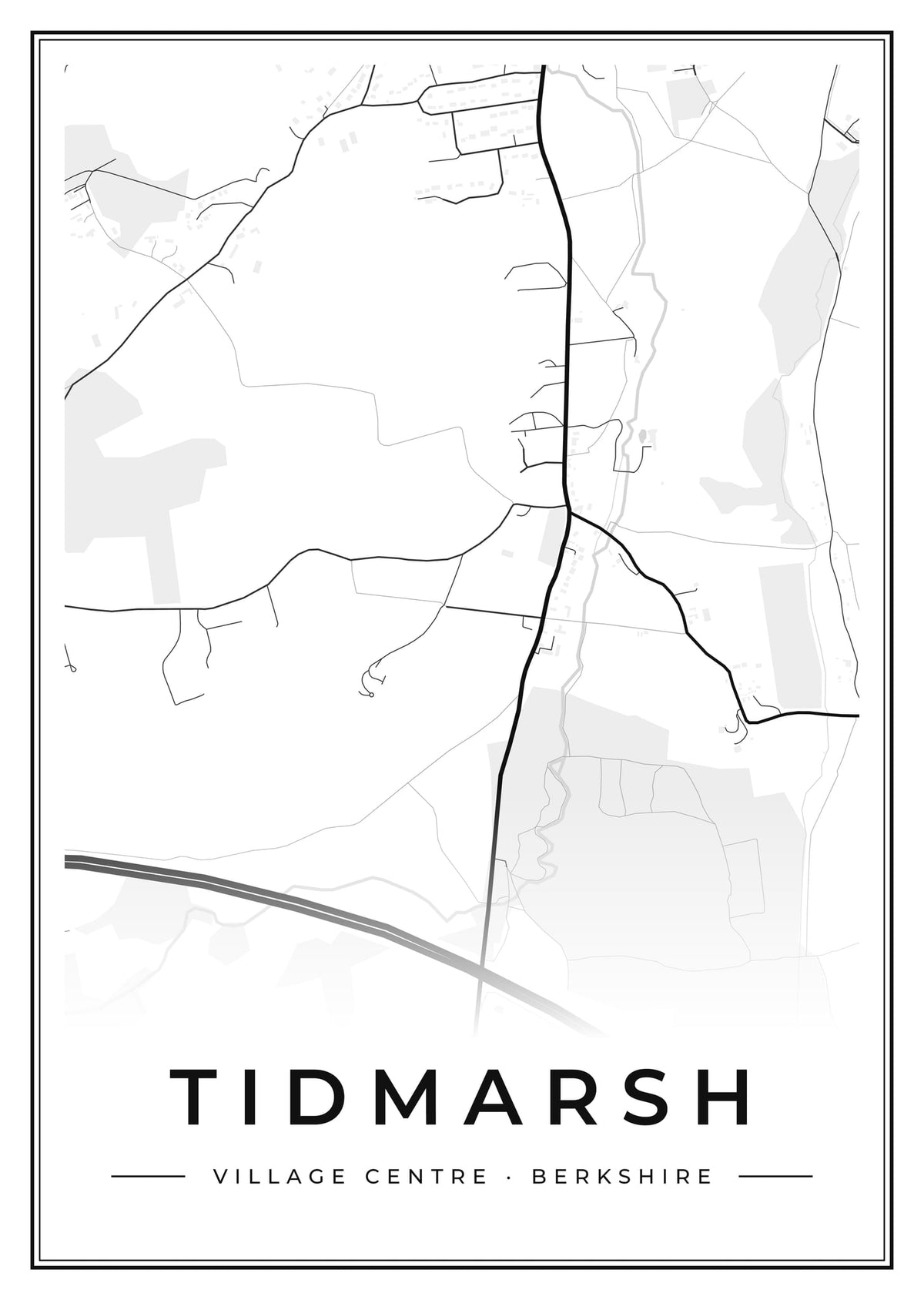 Street map poster of Tidmarsh village centre, Berkshire